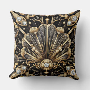Retro Huisaccenten Zwart en Goud Art Deco Kussen