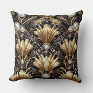 Retro Huisaccenten Zwart en Goud Art Deco Kussen