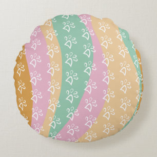 Retro huisdier pootafdruk marmer groovy rond kussen