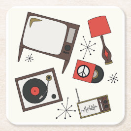 Retro,  huishoudelijke artikelen vierkante kartonnen onderzetter