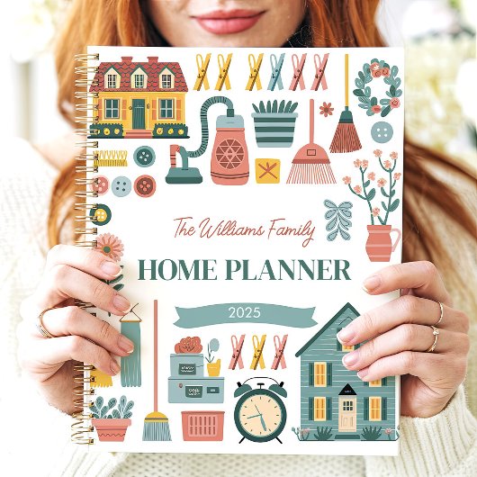 Retro Huishoudelijke klusjes Aangepaste familienaa Planner