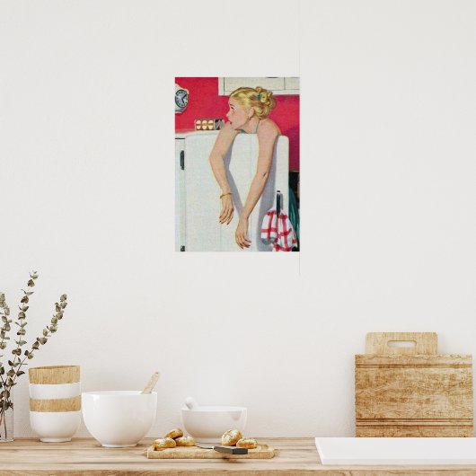 retro  huisvrouw decor poster (Keuken)