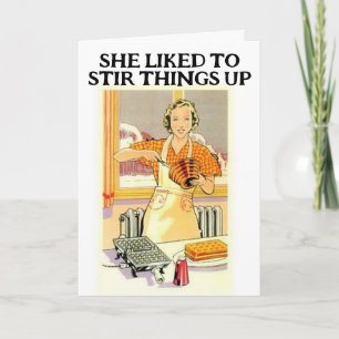 RETRO HUISVROUW FUNKIELE LEGE KAARTEN