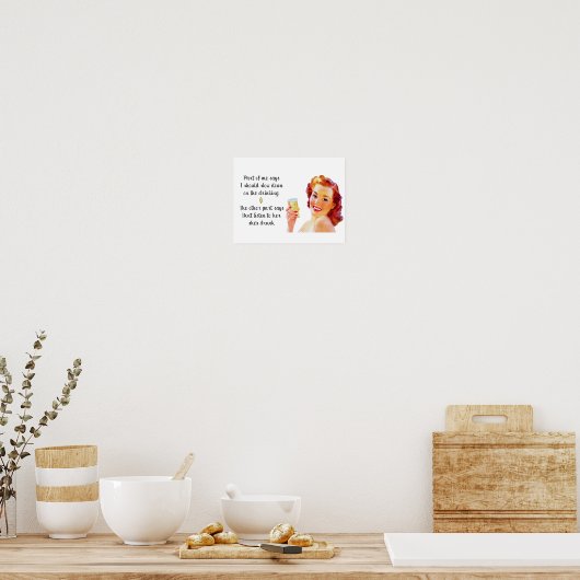 Retro Huisvrouw Funny Quote Drinken Poster (Keuken)