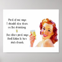 Retro Huisvrouw Funny Quote Drinken Poster