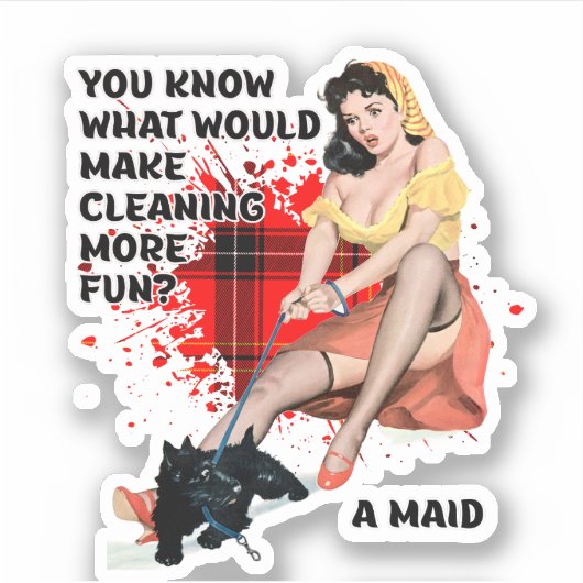 Retro Huisvrouw Humor Pin-up Art Sticker (Voorkant)