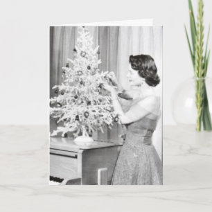 RETRO HUISVROUW KERSTKAARTEN KAART