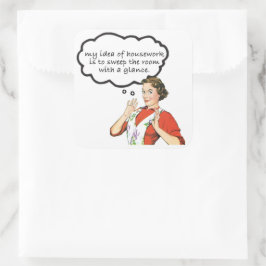 Retro Huisvrouw - Mijn Idee van Huiswerk Vierkante Sticker