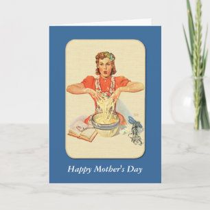 Retro huisvrouw Moederdag Kaart