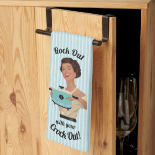 Retro Huisvrouw Rock Out met je Crock Out WOC Theedoek