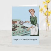 Retro huisvrouw - serveren echtscheiding papieren, kaart (Gele Bloem)
