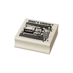 RETRO HUISVROUW "WAT IS KOKEN?" RUBBERSTEMPEL