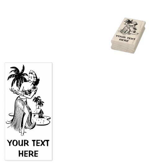Retro Hula meisje Rubberstempel (Gestempeld)
