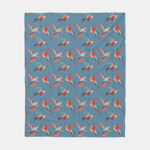 Retro Hummingbird Patroon Fleece Deken