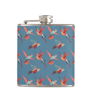 Retro Hummingbird Patroon Heupfles