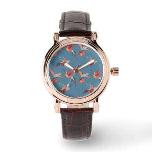 Retro Hummingbird Patroon Horloge