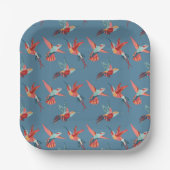 Retro Hummingbird Patroon Papieren Bordje (Voorkant)