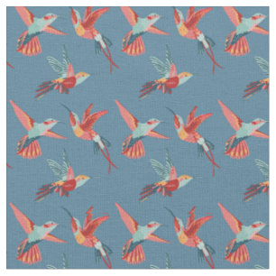 Retro Hummingbird Patroon Stof