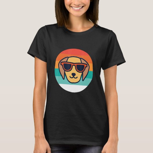 Retro Hund Mit Sonnenbrille T-shirt (Voorkant)