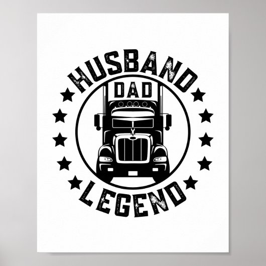 Retro Husband Dad Trucker Legend Poster (Voorkant)