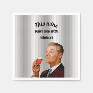 Retro Husband Funny Wine Gezegde Servet