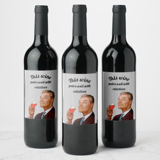 Retro Husband Funny Wine Gezegde Wijn Etiket (Flessen)