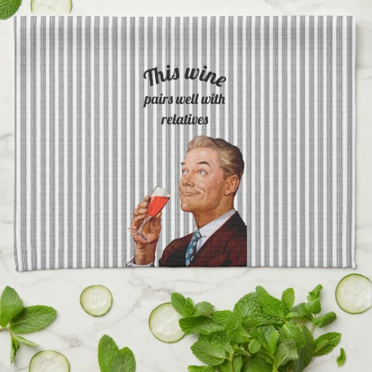 Retro Husband Funny Wine Theedoek (Gevouwen)