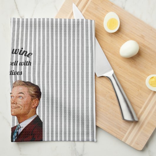 Retro Husband Funny Wine Theedoek (Quarter Fold)