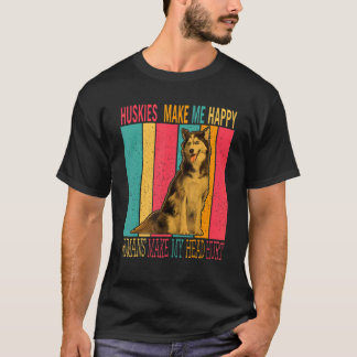 Retro Huskies maken gelukkige mensen tot hoofd T-shirt
