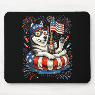 Retro Husky Bier Usa 250ste Verjaardag 4de Juli Muismat