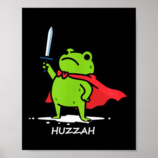 Retro Huzzah Frog Knight Funny Sword Meme Quote Me Poster (Voorkant)
