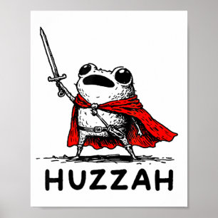 Retro Huzzah Kikker Ridder Grappig Zwaard Meme Cit Poster