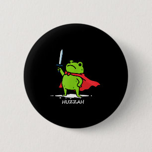 Retro Huzzah Kikker Ridder Grappig Zwaard Meme Cit Ronde Button 5,7 Cm