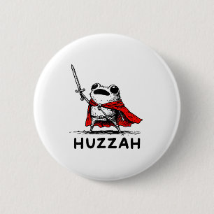 Retro Huzzah Kikker Ridder Grappig Zwaard Meme Cit Ronde Button 5,7 Cm
