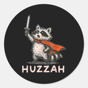Retro Huzzah Wasbeer Ridder Grappig Zwaard Meme Ci Ronde Sticker