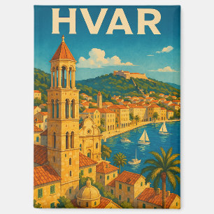 Retro Hvar Kroatië Adria Kust Reizen Magneet
