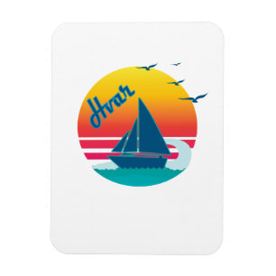 Retro hvar Sunset, #Hvar Magneet