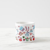 Retro Hygge Hand Drawn Personalized Winter Espresso Kop (Voorkant)