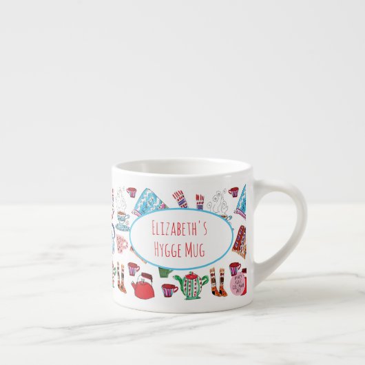 Retro Hygge Hand Drawn Personalized Winter Espresso Kop (Rechts)