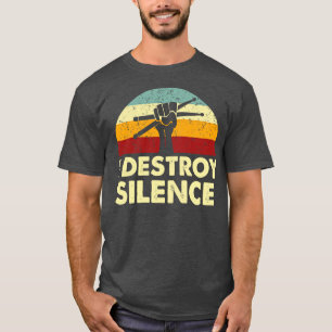 Retro I Destroy Silence Drums T-shirt