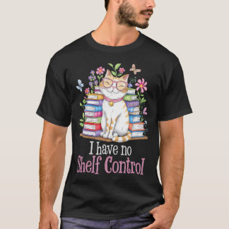 Retro I Have No Shelf Control Cat Bookworm Squad L T-shirt