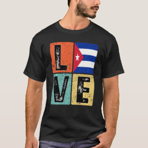  Retro I houdt van Cubaanse vlag voor Cubaanse tro T-shirt