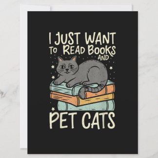 Retro I Just Want to Read Books and Pet Cats Cat