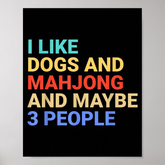Retro I Like Dogs And Mahjong Lover Funny  Poster (Voorkant)