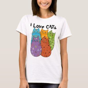 Retro i Love Cats Women's T Shirts