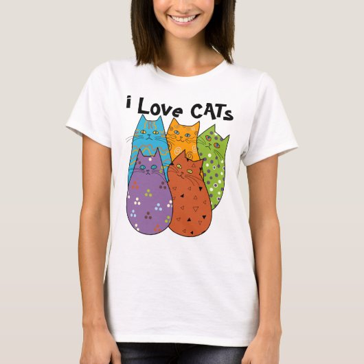 Retro i Love Cats Women's T Shirts (Voorkant)