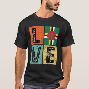 retro I Love Dominica Flag for Dominican P T-shirt