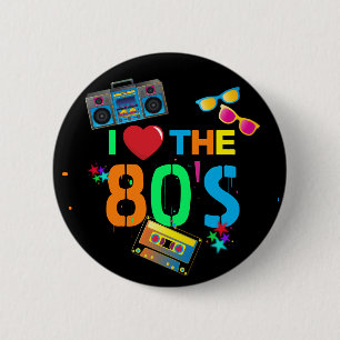 Retro I Love   Eighties Ronde Button 5,7 Cm