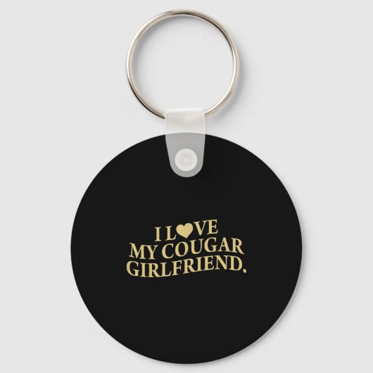 Retro I Love My Cougar-girlfriend Funny Boyfriend  Sleutelhanger (Voorkant)