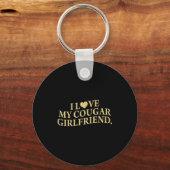 Retro I Love My Cougar-girlfriend Funny Boyfriend  Sleutelhanger (Voorkant)